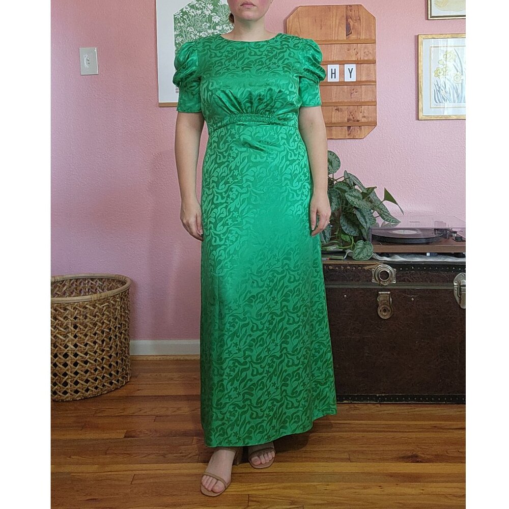 SALONI 100% Silk Green Bianca Midi Dress NWT Size 10